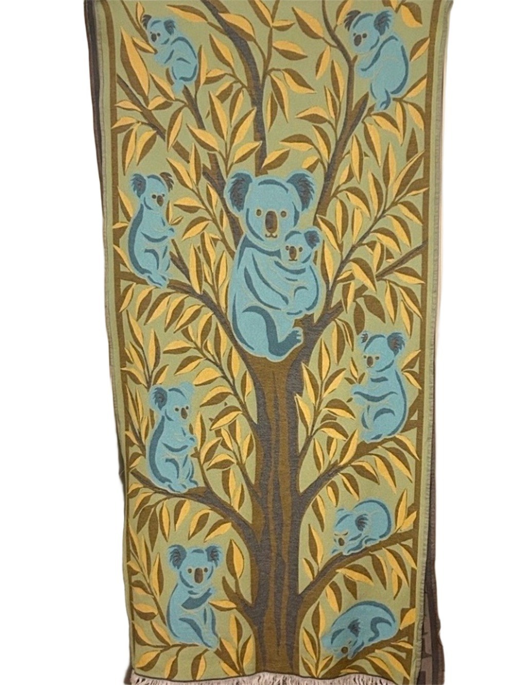 KOALA Heirloom Collection Blue +
Yellow Hand Crafted Loom Weave New Original 84"